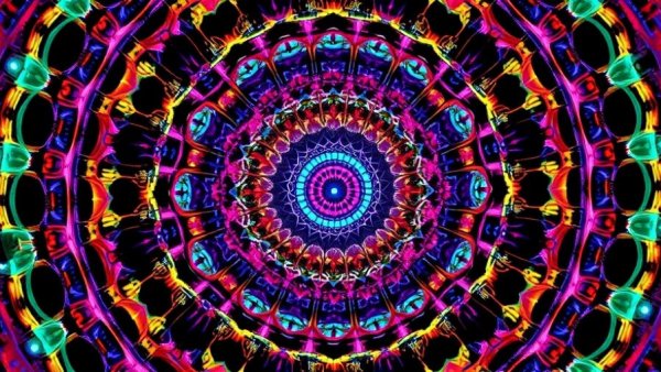 Colorful fractal circles creating a geometric pattern