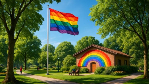 CSD Ahrensburg 2026 celebration with rainbow flag and mural in park