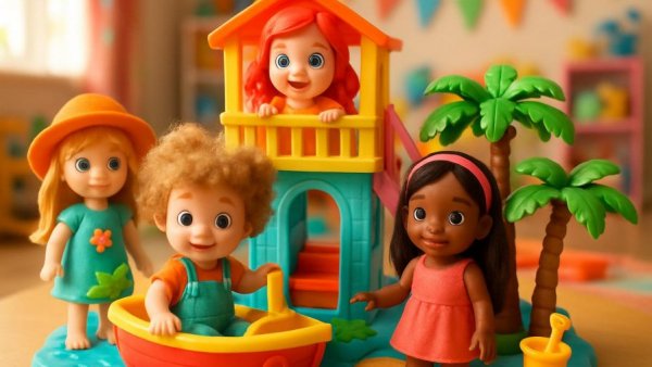 Playmobil Monster High und Barbie Kollektion vibrant playset in a cozy room.