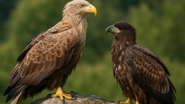 Seeadler und ein Jungvogel von