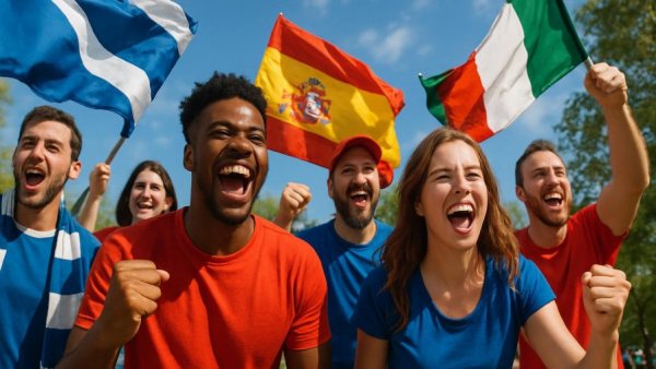 Iran Fußball WM 2022 fans rally with flags and national attire.