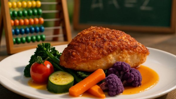 Stormarn tischt auf: Colorful gourmet dish with crispy chicken.