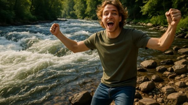 Wasserfälle in Stormarn: Person enjoying the rapids