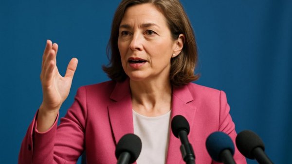 Elterngeld Reform Väter Verantwortung discussion by a woman in a pink blazer.