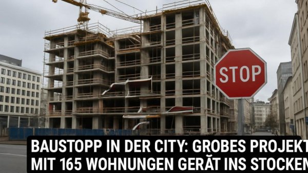 Baustopp in der City: Großes Projekt mit 165 Wohnungen gerät ins Stocken