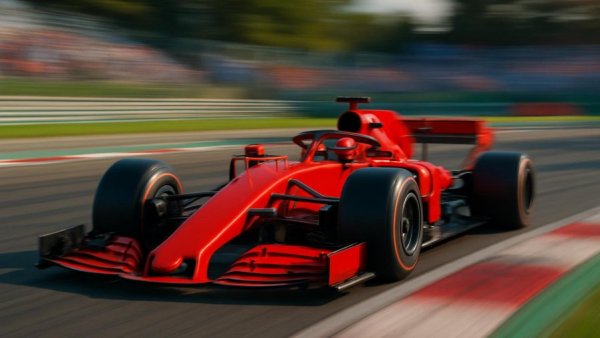 Leclerc's red Formula 1 car racing at the British GP 2026.