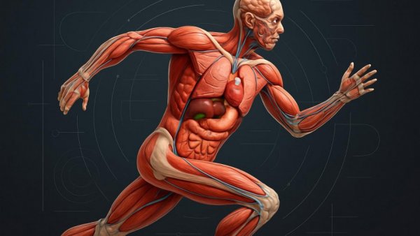 Anatomical figure in motion illustrating Doping im Leistungssport.