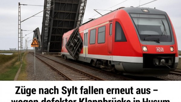 Züge nach Sylt fallen erneut aus - wegen defekter Klappbrücke in Husum
