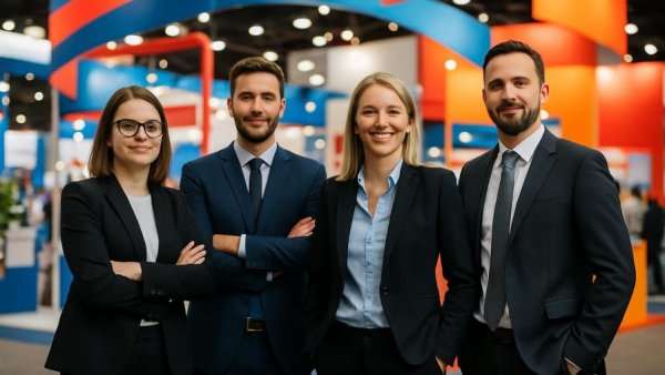 Impulse für den Fachhandel: Professionals at a trade show booth