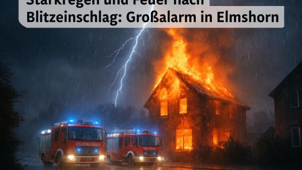 Starkregen und Feuer nach Blitzeinschlag: Großalarm in Elmshorn