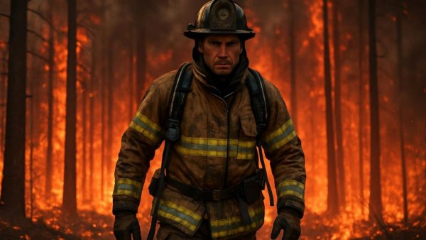 Firefighter battling wildfire during Hitzewelle in Spanien