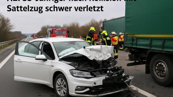 A1: 33-Jähriger nach Kollision mit Sattelzug schwer verletzt