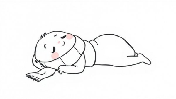 Charming cartoon character relaxing with scarf, black and white drawing