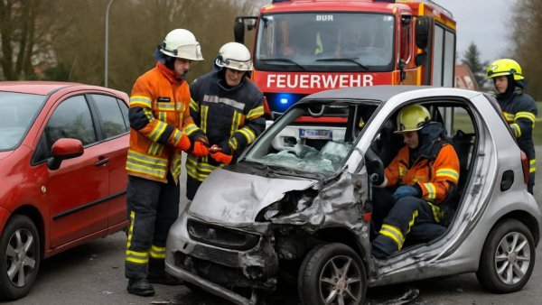 Unfall mit zwei Autos in Glinde – Feuerwehr schneidet Fahrer aus Smart heraus