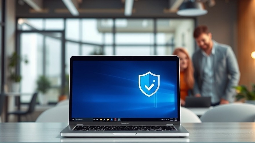 Datenschutz im modernen Workspace mit AdwCleaner-Logo auf sauberem Desktop.