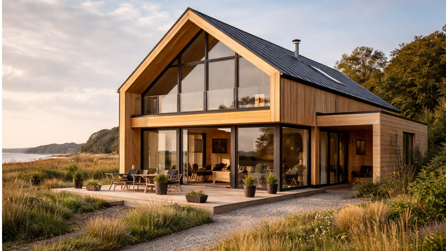 Modernes Wohnhaus in Stormarn mit Holzfassade, das nachhaltigen Holzbau zeigt.