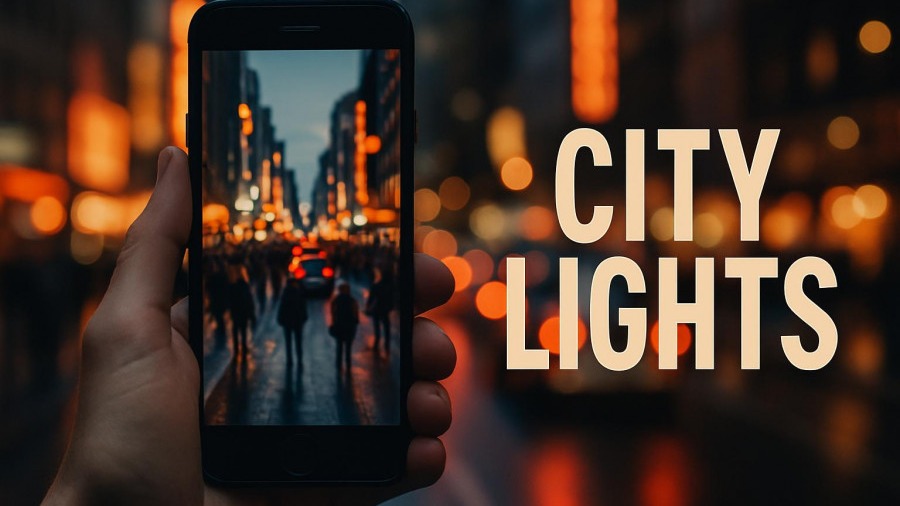 Smartphone capturing urban scene, highlighting digitale Rechte and ziviler Widerstand.