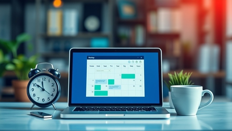 Effektive Verrechnung mit Zeitmanagement Software: laptop, Kalender, und Kaffee in einem professionellen Arbeitsbereich.