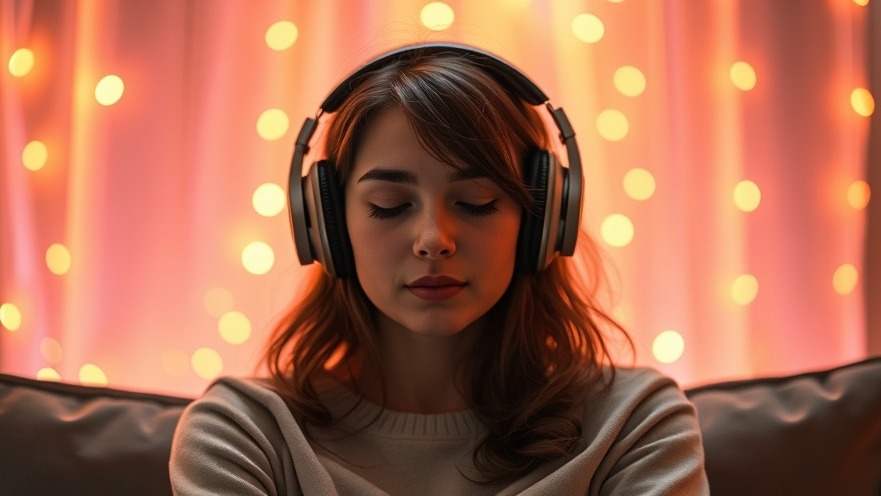 Person mit Kopfhörern in entspannter Umgebung, die Musik offline speichert.