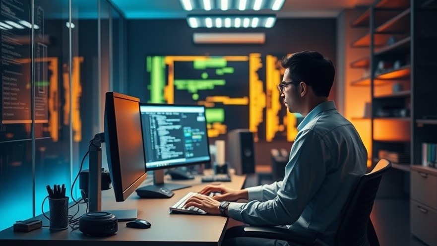 Datenmanagement in einem modernen Büroraum mit warmem Licht und technischen Gadgets