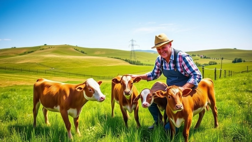 Karsten Dudziak with calves on a Stormarn farm, promoting Rinderhaltung and regional Lebensmittel.