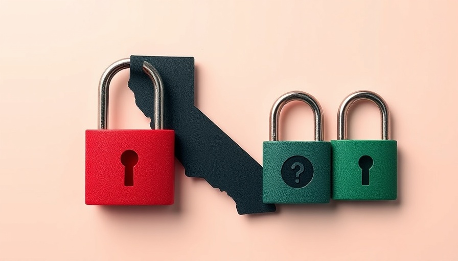 Illustration symbolizing privacy with California map on padlocks.