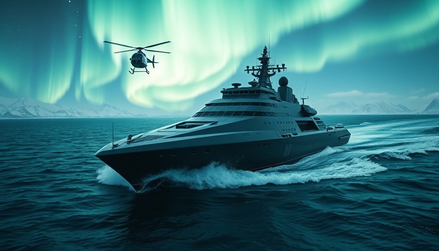 Deutsche Marine reconnaissance ship under Northern Lights with cyber focus.