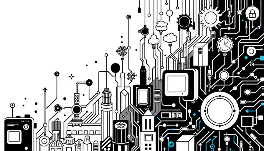 Abstract illustration of digitalization symbols representing technische Innovationen in der Industrie.