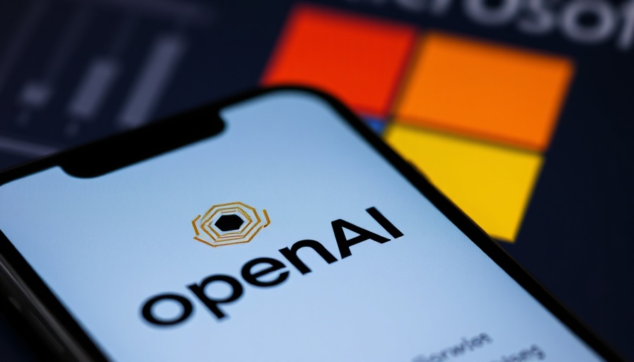 OpenAI logo on smartphone screen with Microsoft colors, CMA Microsoft OpenAI Kontrolle Datenschutz.