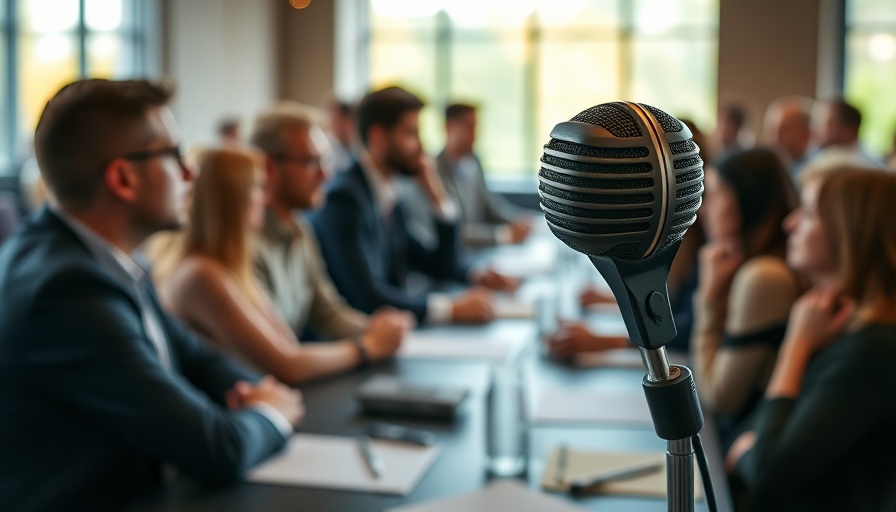 Microphone at IT security conference on Cyber-Resilienz.