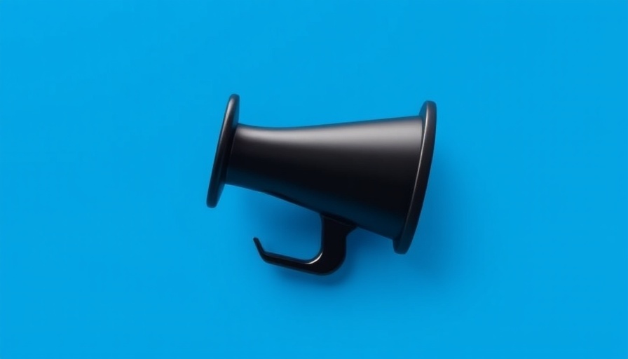 Megaphone icon against blue background.