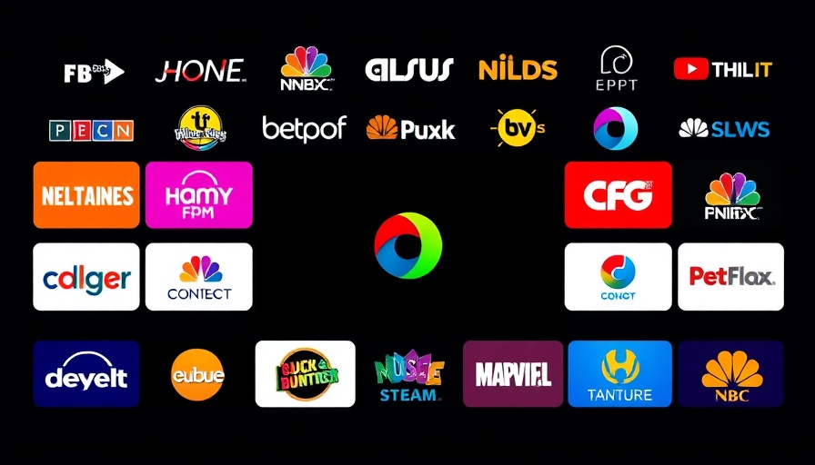 60 Pay-TV-Sender logos in a colorful grid on a dark background.