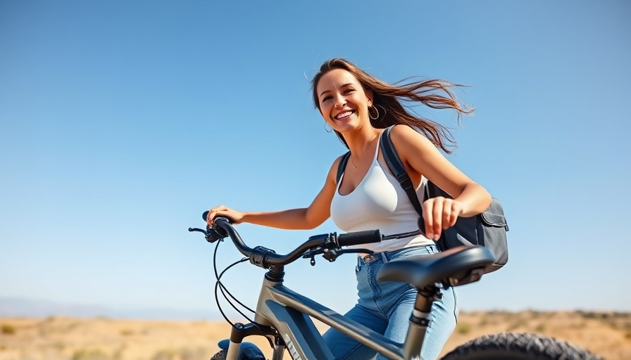 Woman holding a Trekking E-Bike Riemenantrieb Lidl on a sunny day.