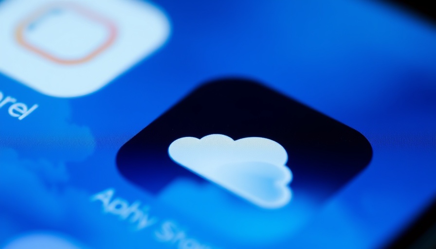 Smartphone screen with App Store icon, reflecting clouds.