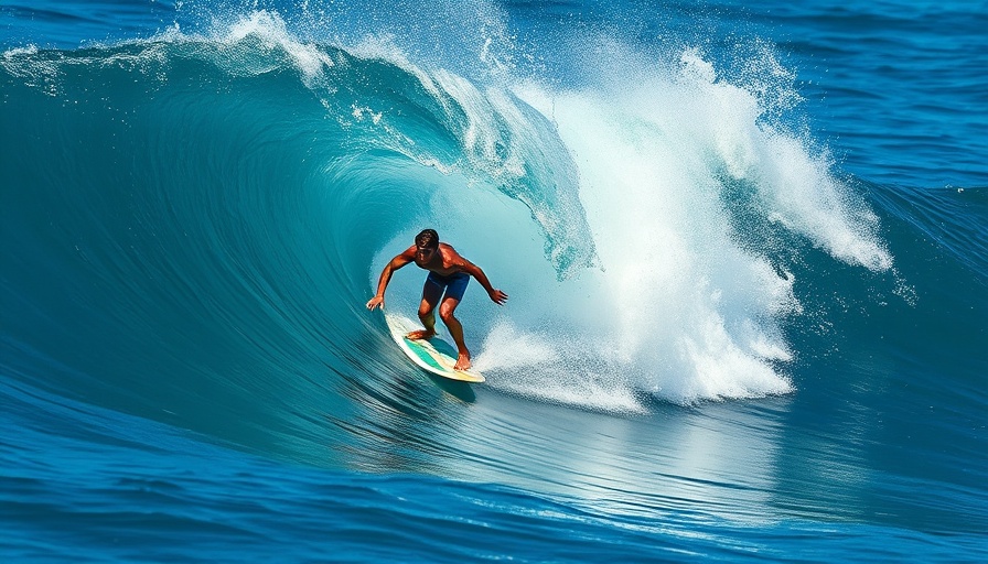 Young surfer skillfully riding a massive ocean wave.