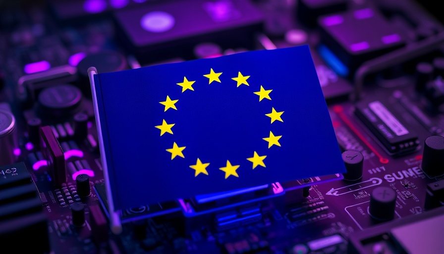 EU flag on motherboard, representing Digitale Souveränität EU Vergabekriterien.