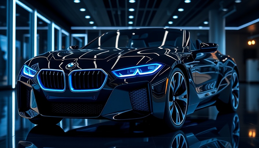 Futuristic BMW car with digital nervous system, showcasing innovation.