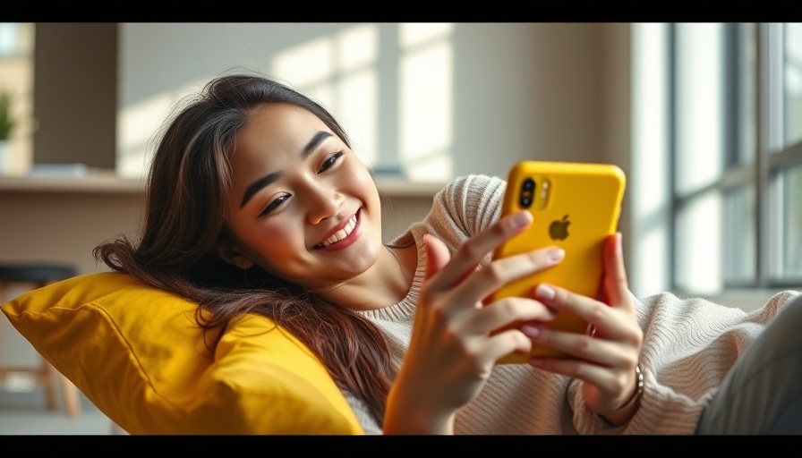 Young woman with Xiaomi smartphone in yellow, Xiaomi Smartphone Datenschutz emphasized.