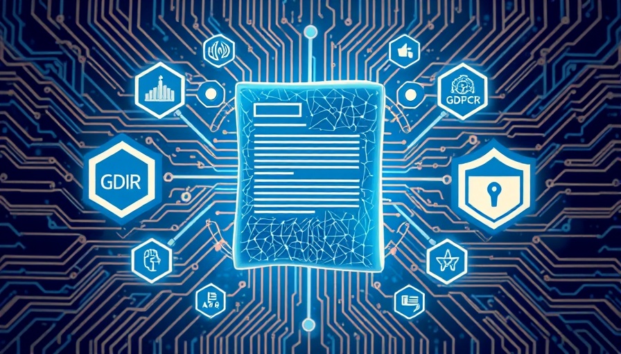 Datenschutz und KI DSGVO illustration with digital brain and GDPR icons.