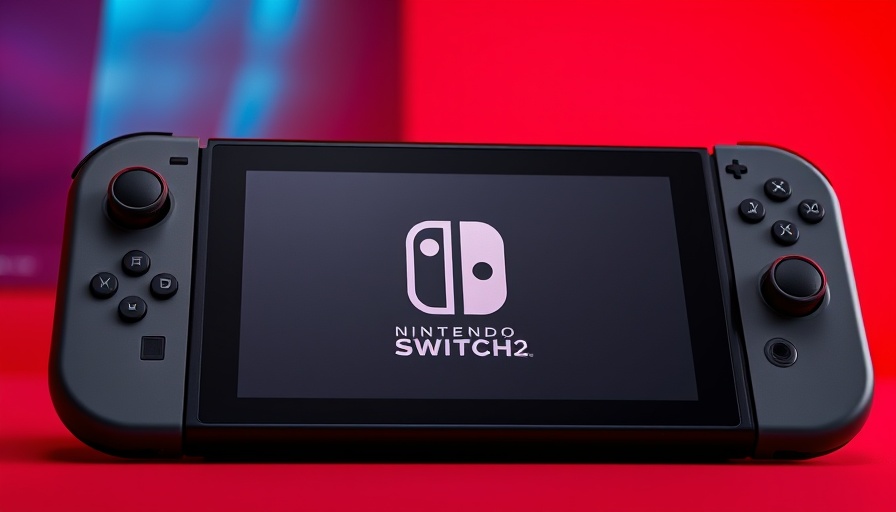 Nintendo Switch 2 gaming console on vibrant red background.