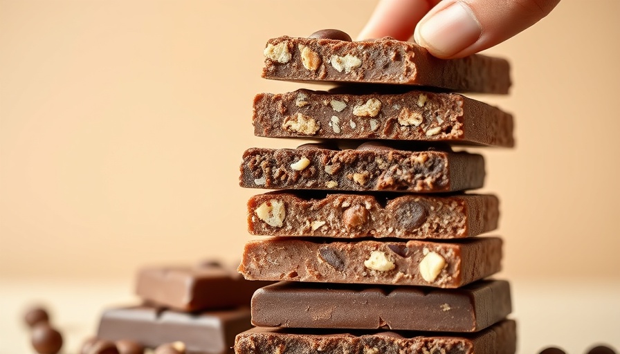 Stacked chocolate bars with nuts and textures for Chocolate Scorecard 2025.