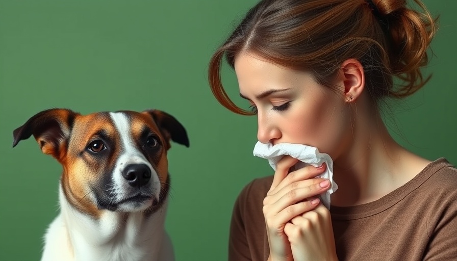 Haustierallergien: woman sneezing next to dog.