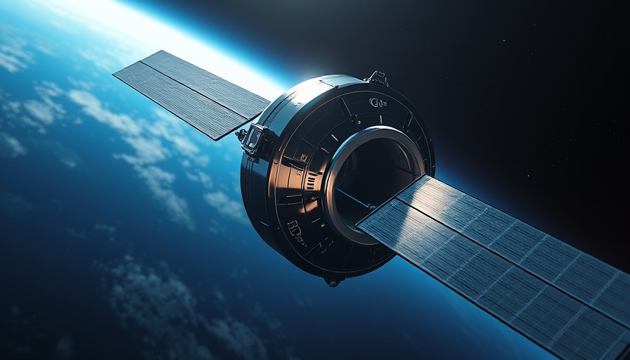 Vanguard-1 Satellite shining in deep blue space sky.
