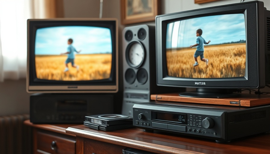 Old TV and monitor showing video transfer from VHS to digital.