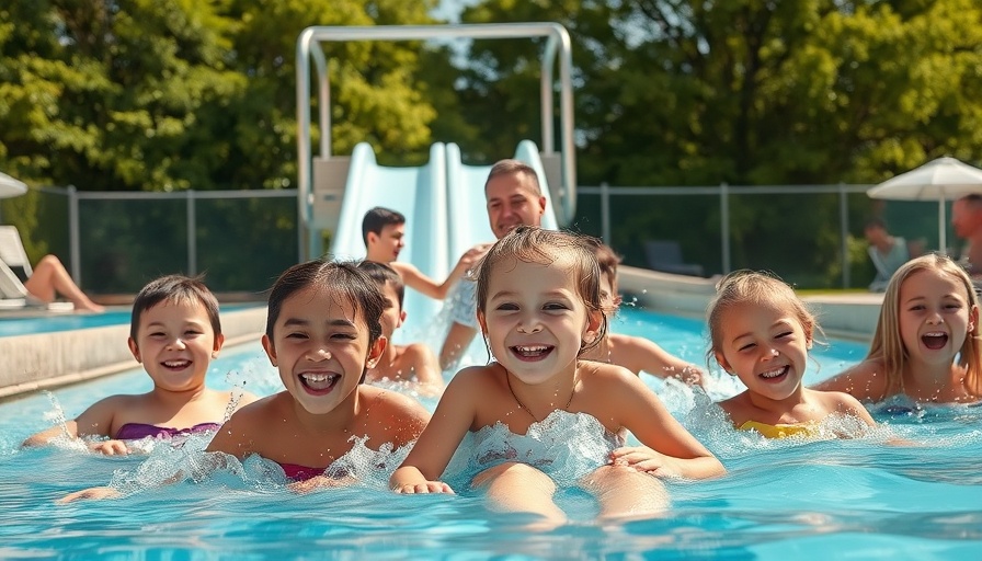 Naturbad Winsen, children and adults enjoying waterslide.