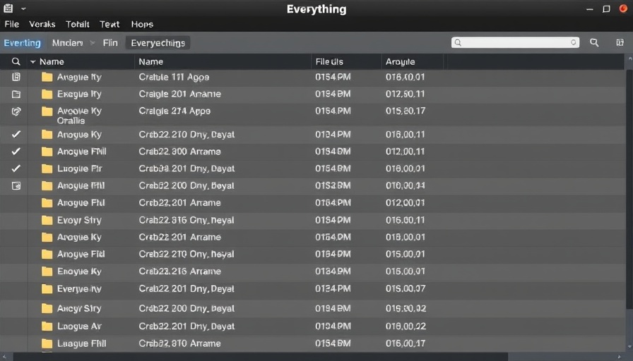 Interface of Everything software showing file search results, Dateisuche mit Everything.