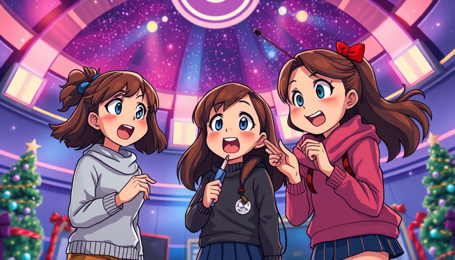Kosmos Adventskalender animated scene in planetarium with three young women.