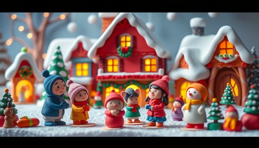 Whimsical Hey Clay Adventskalender in a festive village setting.