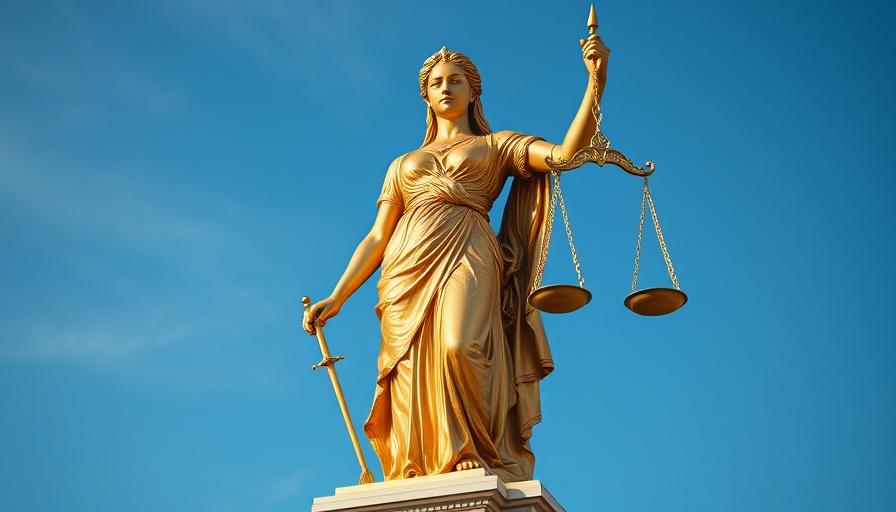 Golden statue of Lady Justice holding scales symbolizing Vorratsdatenspeicherung.