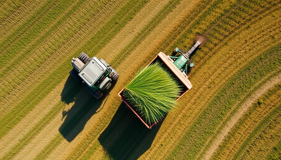 Tractor collecting grass on field, emphasizing Duft frisch gemähtes Gras.